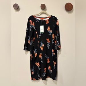 Joules casual black dress floral print US4 UK8 EU36